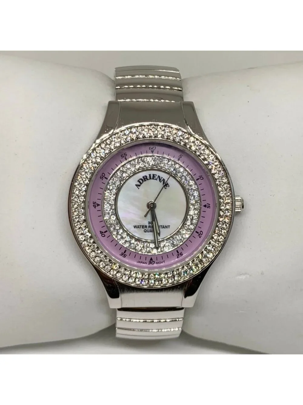 Adrienne women’s watch limited edition silver tone 36mm quartz mop dial running